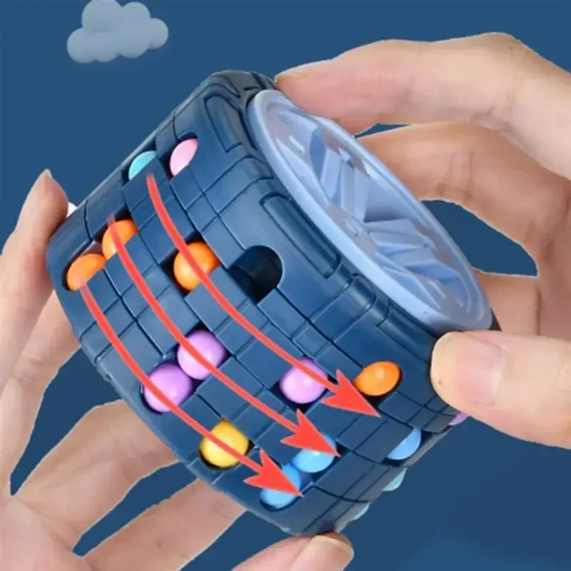 3D Cylinder Cube Toy Magical Bean Gyro Rotate Slide Puzzle Games Łagodzi stres Dzieci Edukacyjne Montessori Zabawki dla niemowląt Prezent