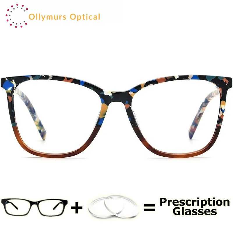 

OLLYMURS Women Prescription Optical Lenses with Recipe Photochromic Lens Optical Acetate Eyewear Lady Anti Blue Light Myopia