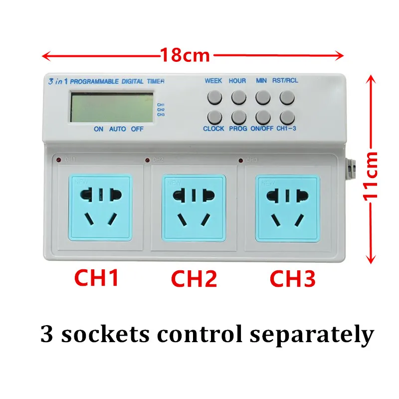 Professional 3 In 1 LCD Digital Socket Timer Fish Tank Device Automatic Time Control for Aquarium Light Heater Filter Water Pump