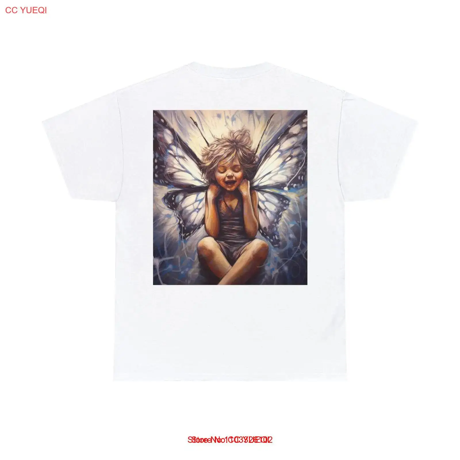 Happy fairy kid design only on back Unisex Heavy Cotton Tee