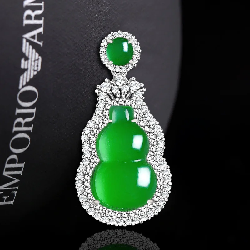 -like Chalcedony Agate Calabash Pendent Pendant Sweater Chain Jade Inlaid Long