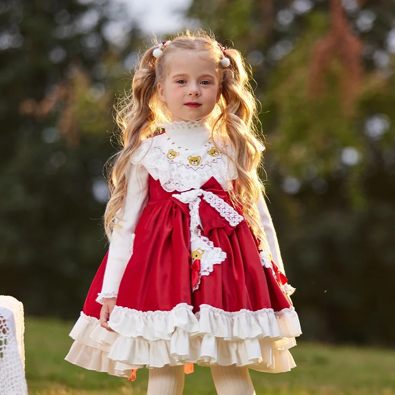 Princesa Lolita vestido de veludo para crianças, regata e fundo, vestido de princesa kawaii, traje de performance, cosplay, presente de aniversário, natal, inverno