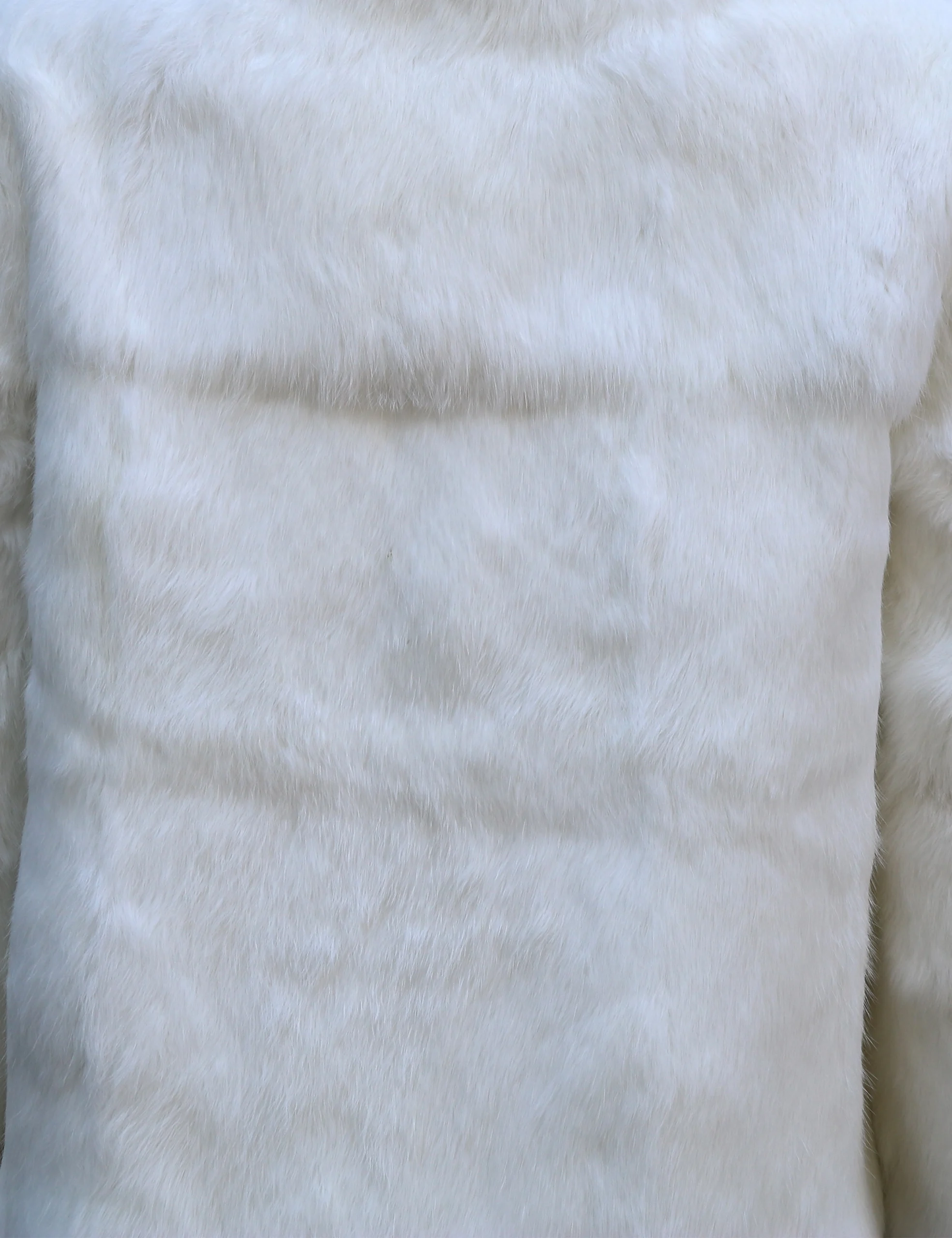 Autumn Winter Women's Real Genuine Rabbit Fur Coat Full Pelt White Rabbit Fur Jacket Long Sleeve Mandarin Collar Outerwear