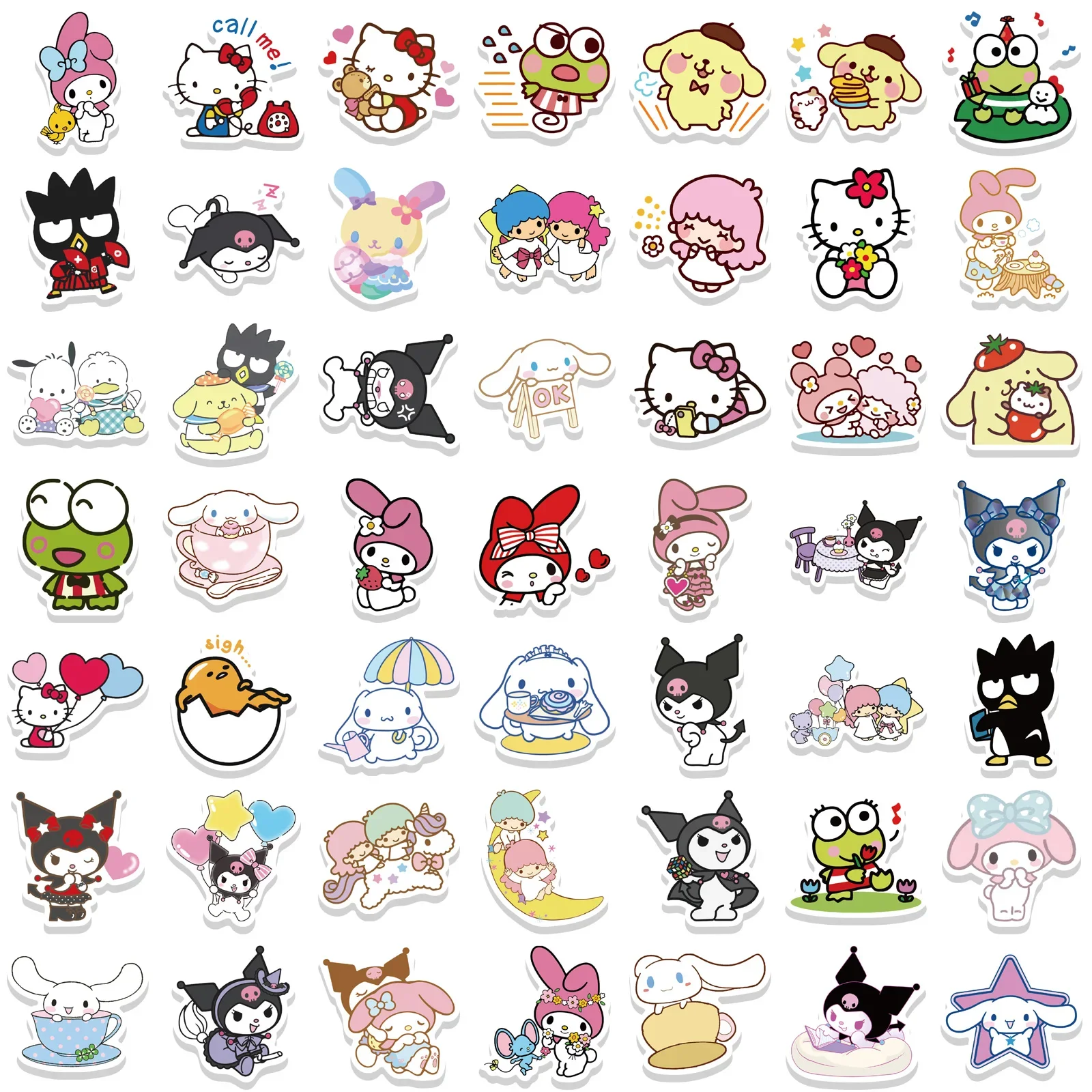 50/100pcs Kawaii My Melody Kuromi Hello Kitty Stickers for Kids Girls DIY Stationery Diary Cute Cartoon Sanrio Sticker Decals