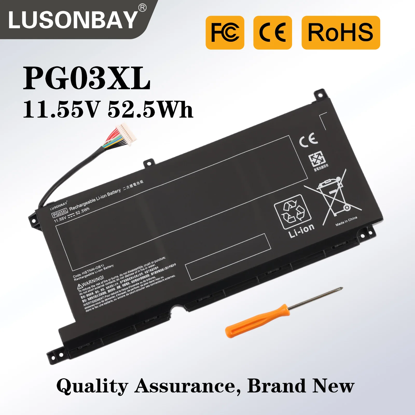LUSONBAY PG03XL Battery For HP Pavilion Gaming 15-DK dk0003nq 15-dk0020TX 15-ec 15-ec0000 OMEN 5X FPC52 HSTNN-DB9G L48430-2B1