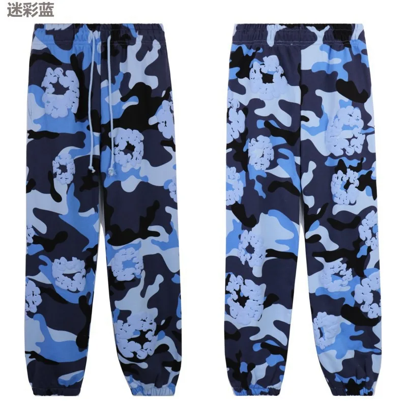 DENIM TEARS سراويل صحية مموهة عصرية جديدة رائجة البيع مطبوعة بالرغوة ، سراويل رجالية عصرية أوروبية وأمريكية