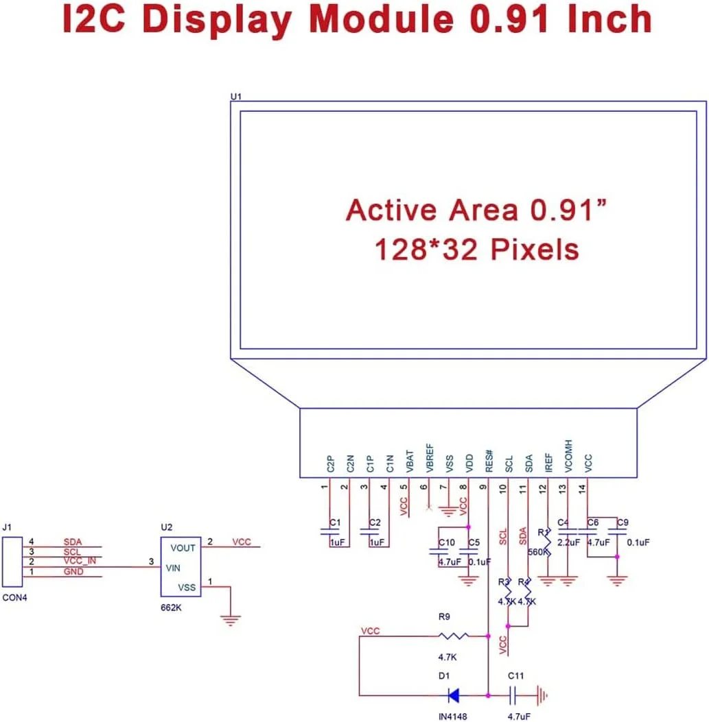 Display LCD OLED bianco/blu da 0,91 pollici 128x32 IIC I2C Modulo fai da te SSD1306 Driver IC DC 3,3 V 5 V per arduino XCW