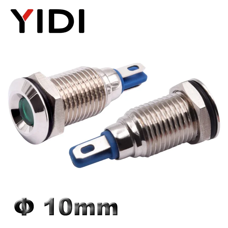 

Индивидуальный светодиодный индикатор 10 мм, предупреждающая лампа для крепления на панели, контрольная лампа, белый, синий, красный, зеленый, водонепроницаемая сигнальная лампа 12 В, 24 В, 110 В, 220 В