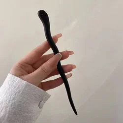 Chinese Style Elegant Wood Hair Stick Women Girls Hairpins Simple Solid Color Hair Fork Ancientry Hanfu Cheongsam Headwear 머리핀