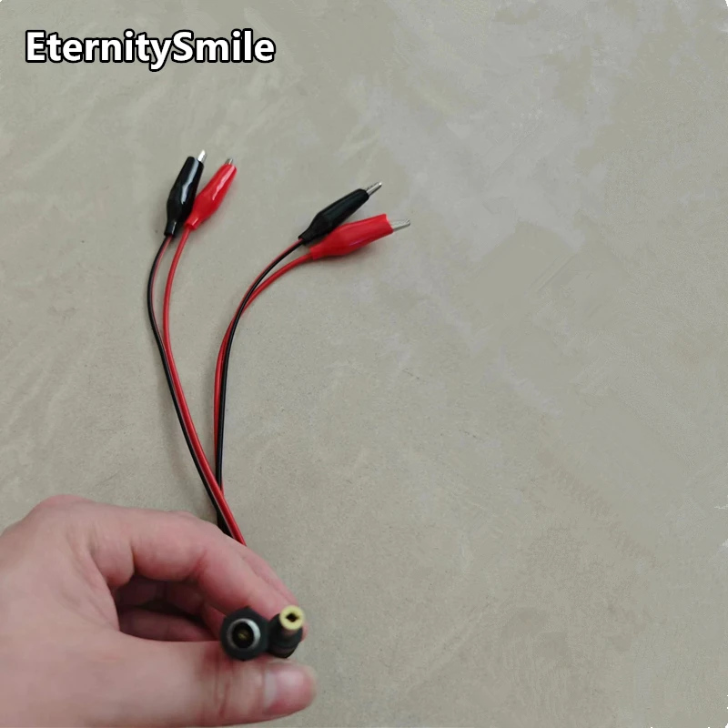 2 In 1 5.5 x 2.1mm DC Power Male Female Plug To Dual Alligator Clips Battery Test Wire Cable Connector