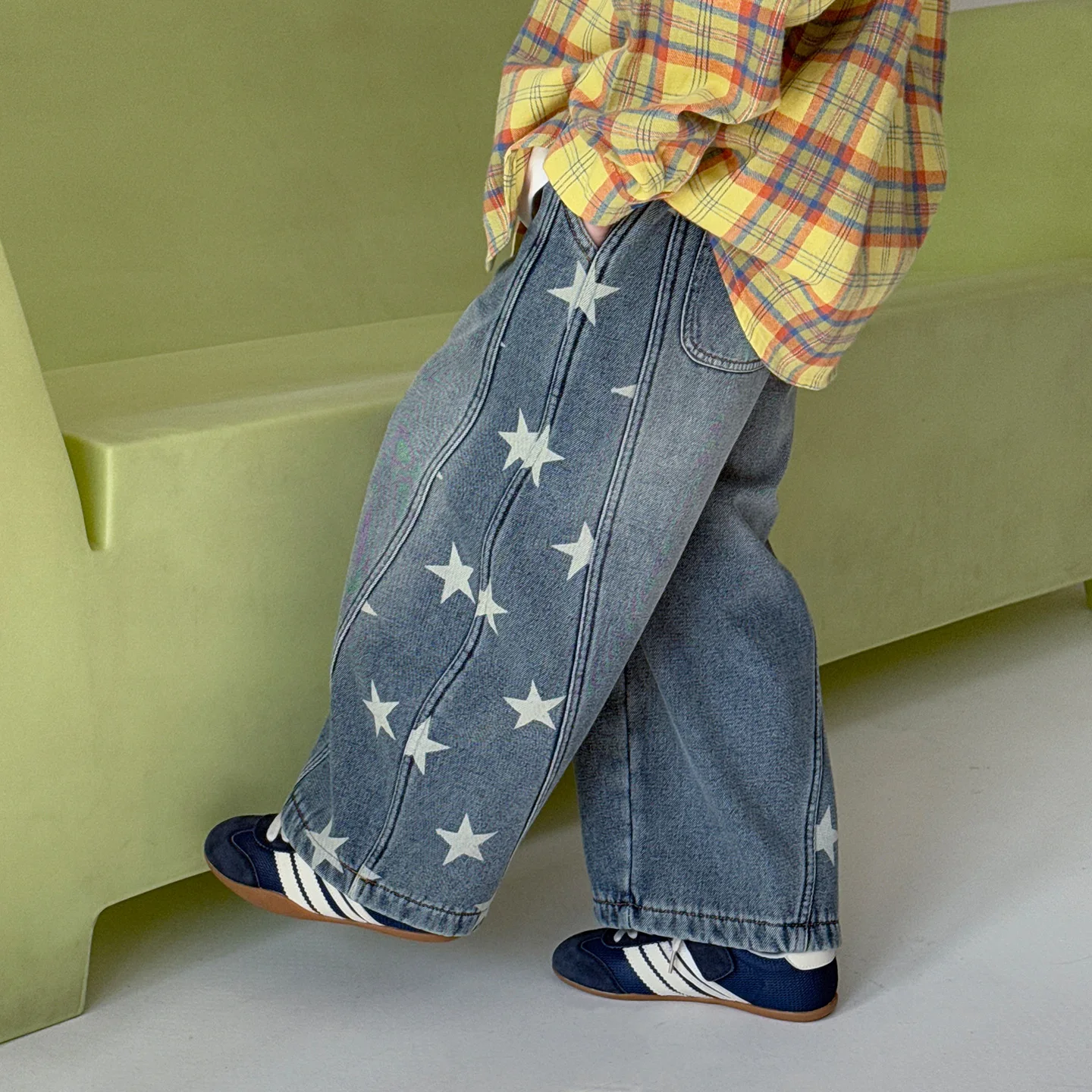 

New 2026 Spring Boys and Girls Casual Star Printed Versatile Daily Jeans
