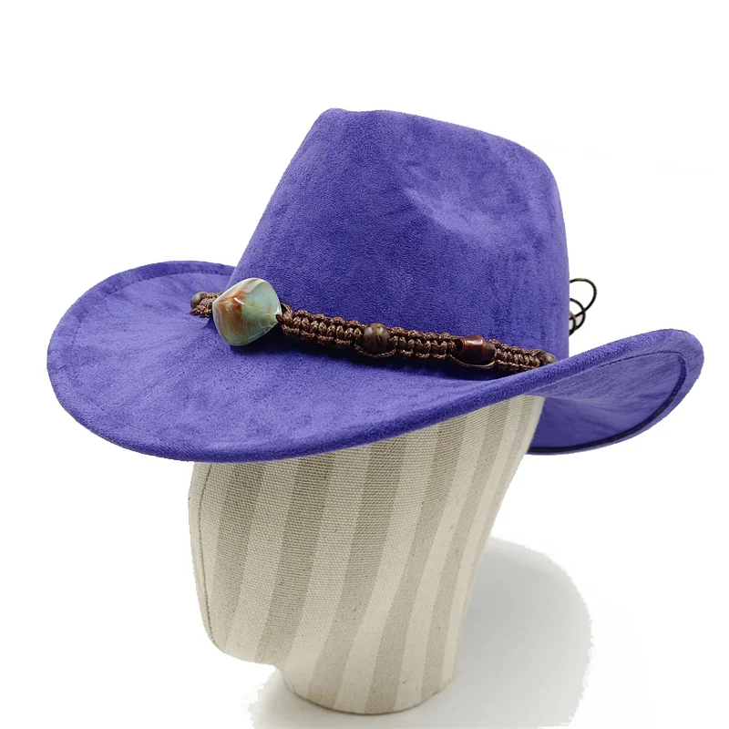 Purple Cowboy Hat New Cowboy Hat Accessories Cowboy Hat Suede Material Hat New Men\'s and Women\'s Outdoor Hat Knight Hat