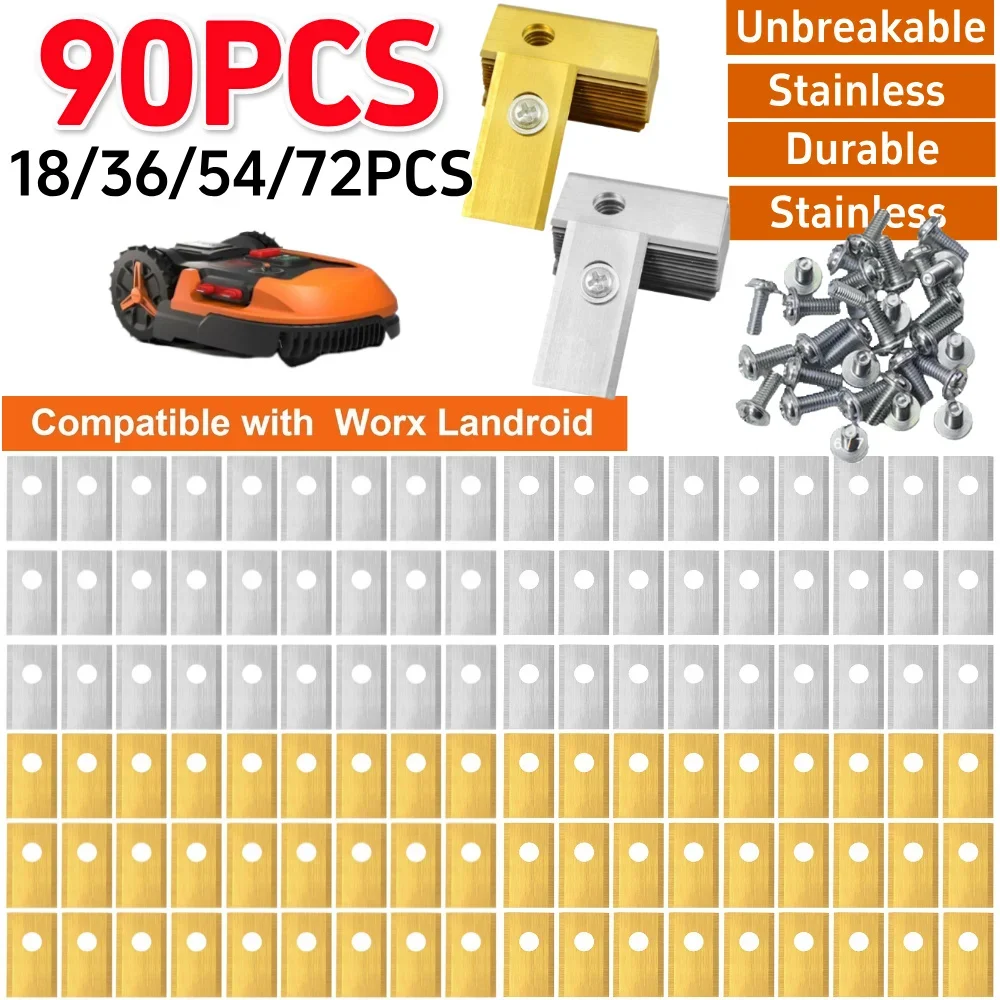 Lames de rechange pour tondeuse à gazon robot Worx Landroid, 18-90 pièces, lames de coupe en acier inoxydable