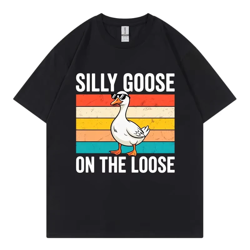 Silly Goose on The Loose Funny Meme T-shirt Men Women Clothing Fashion Y2k Oversized T Shirt Summer Casual Short Sleeve T-shirts