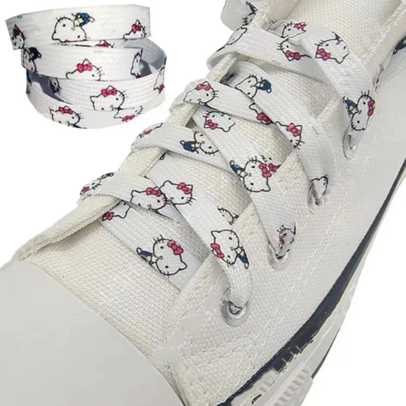 Sanrio-cordones de dibujos animados de Hello Kitty para niñas, 2 piezas, Cinnamon Kuromi, accesorios para zapatos planos, 120cm