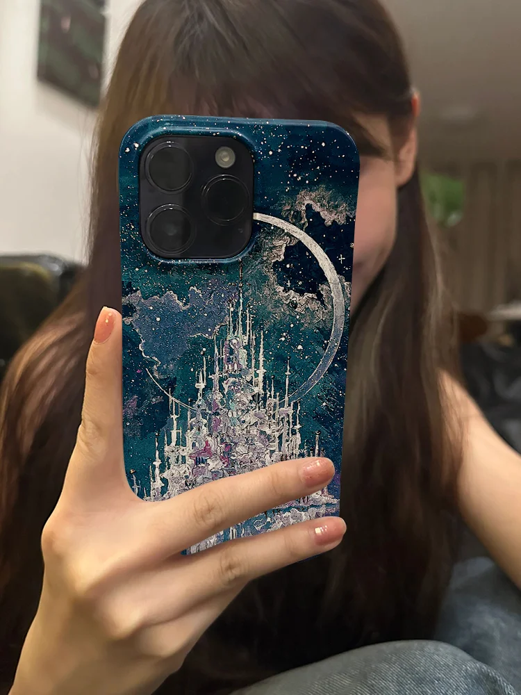 Creative INS Crystal Castle Fairy Tale World Artistic Phone Case for iPhone 15 14 11 12 13 Pro Max Plus Back Cover