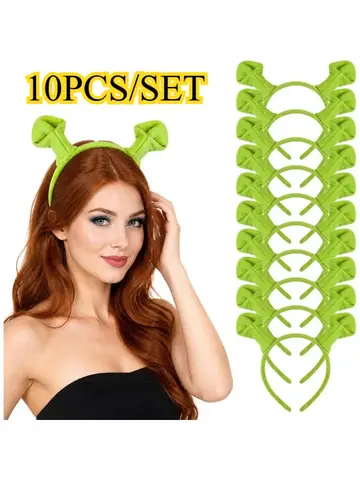 Green Ogre Ears Headband 10 Pack /SET Green Ogre Ears Headband for Adults Monster Ears Cosplay Costume Accessories for Halloween Theater