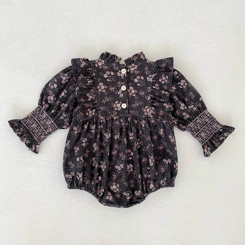 2026 Neu 0-24M Frühling Kleinkind Mädchen Strampler Langarm Baumwolle Bestickt Da Lan Baby Mädchen Overall Kinderkleidung – Detail 3