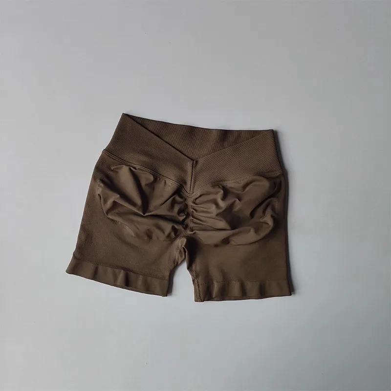 Nahtlose Yoga-Shorts für Damen, V-Rücken, Taillenbetonung, Workout, Fitness, Po-Lifting, Gym, schnelltrocknende Laufshorts, Sportbekleidung, Sport-Shorts – Detail 11