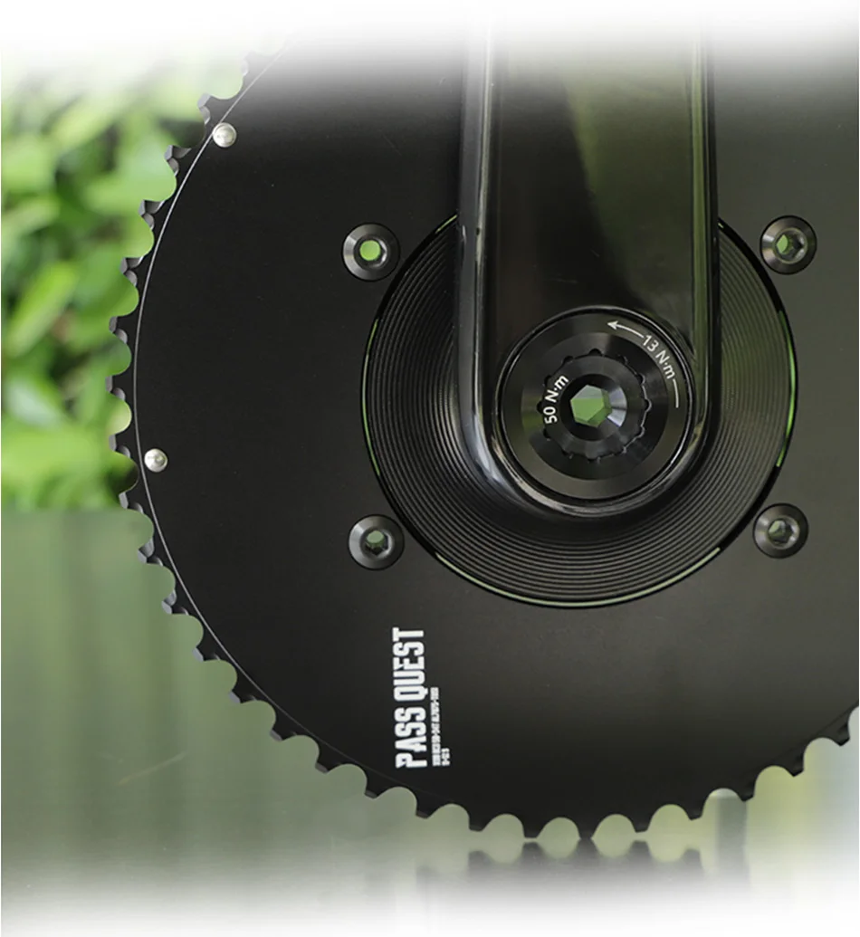 PASS QUEST BCD110 DA9000 5800 6800 2X Kettenblatt AERO Kurbelgarnitur Rund Schwarz 9-12 Gang Rennrad Gravelbike 46T 48T 50T 52T – Detail 9