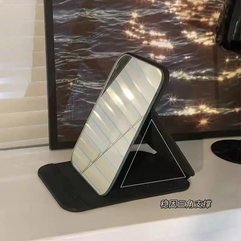 Leder-Klappspiegel, Schminkspiegel für den Schreibtisch, Verdickter HD-Spiegel, Modern und Schlicht, Dekorativer Tragbarer Schminkspiegel für Schlafzimmer und Zuhause – Detail 9
