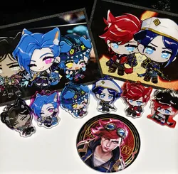 Arcane Anime Keychain Women Powder Acrylic Key Chain Man Funny Key Ring Pendant Ornament Accessories Friend Gift