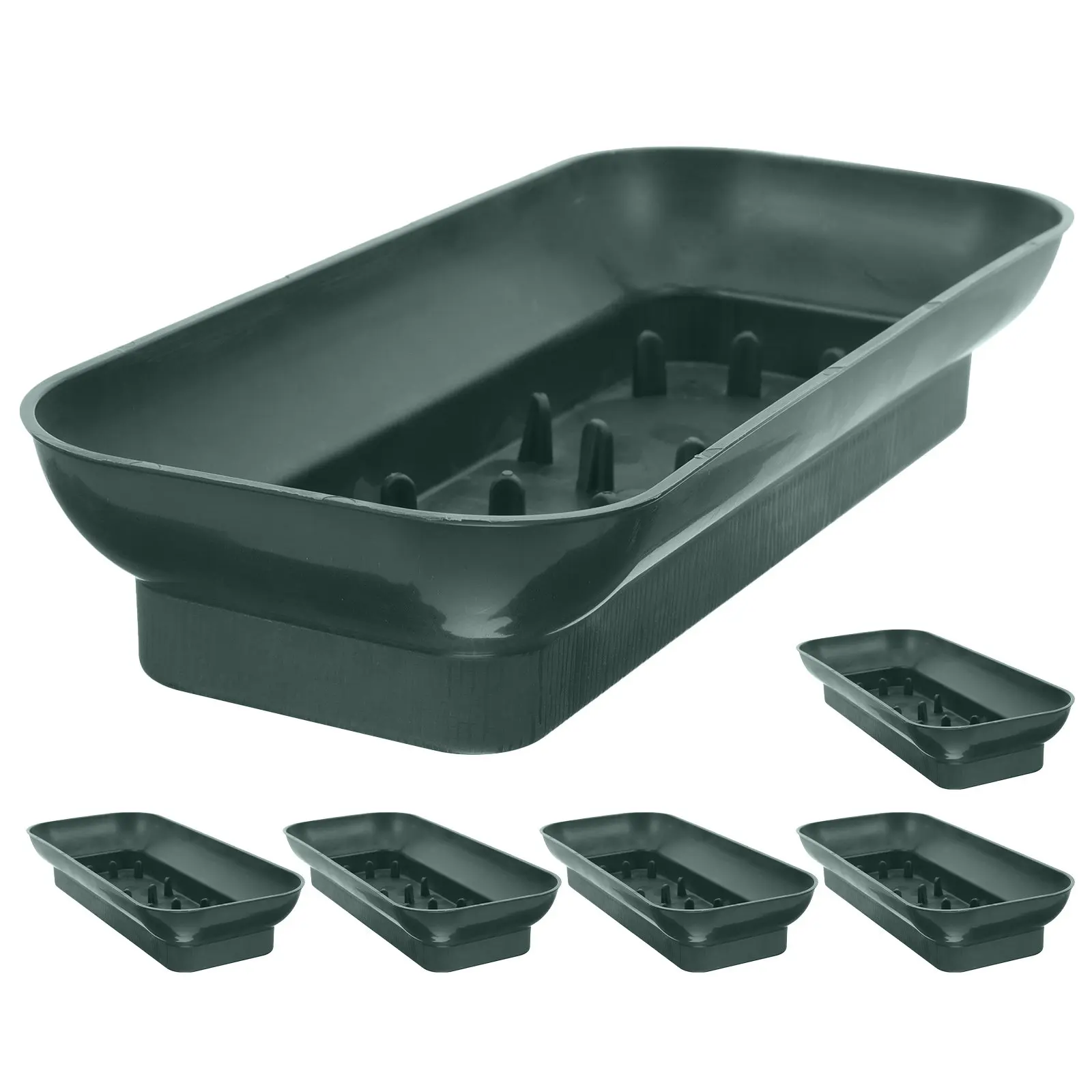 

6Pcs Rectangle Flower Arrangement Holder Tray Plastic Floral Base Strong Needle Support for Wedding Party Church Decorating