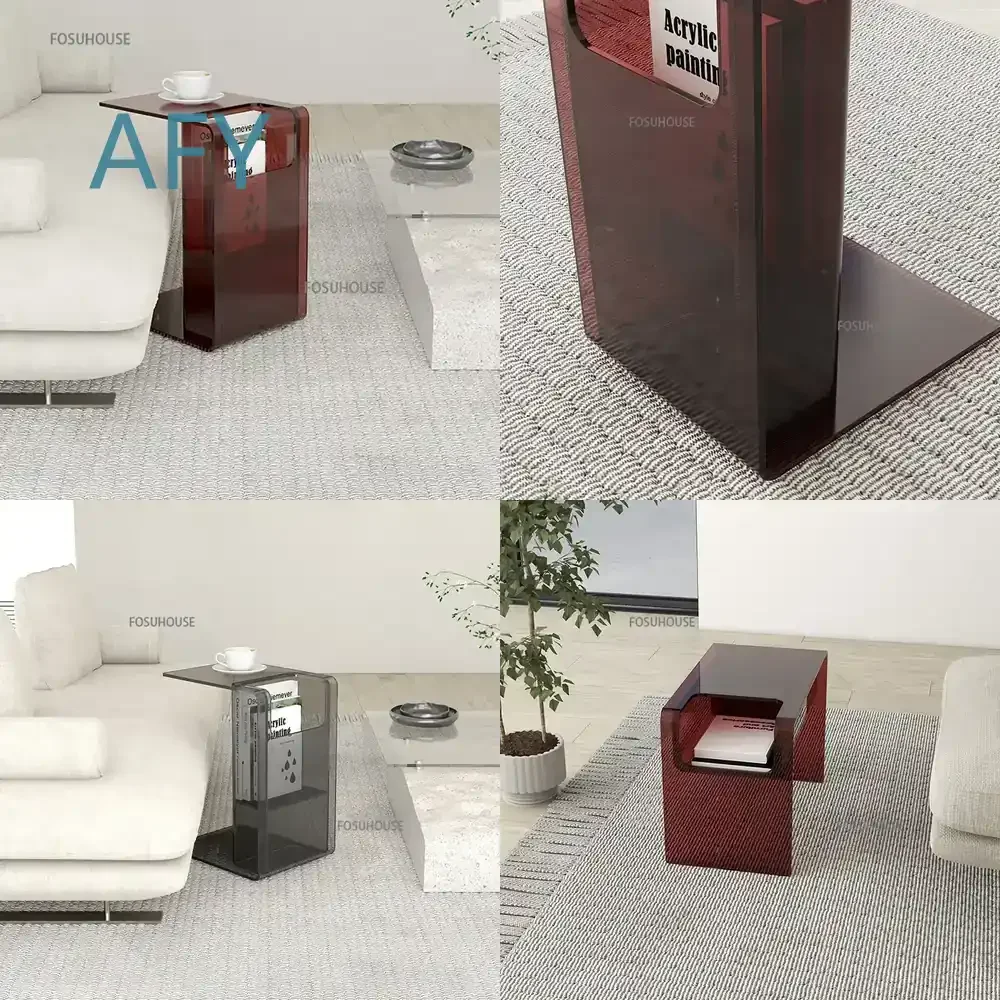 Nordic Acrylic Side Table for Living Room Bedroom Bedside Cabinet Household Rack Creative Designer Sofa Side Tables Modern