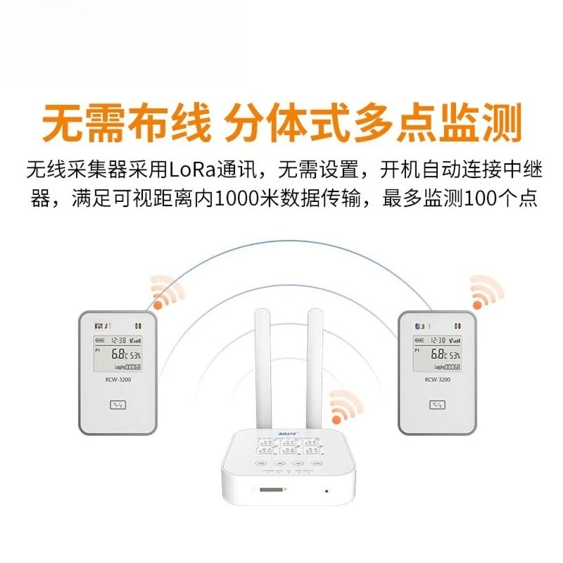 RCW-3000 Wireless Multi-channel Moisture Temperature Acquisition Large Cold Storage Commercial Hygrometer