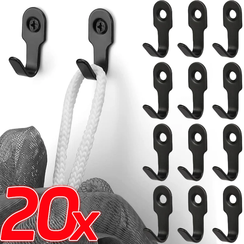 

1-20pcs Mini Stainless Steel J-shaped Hook With Screw Items Key Rack Wall Punching Hooks Kitchen Accessories Bathroom Hardware