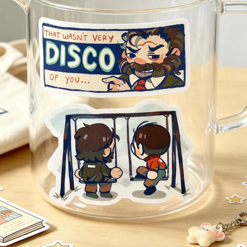 Disco Elysium Kim and Harry Vinyl Stickers Waterproof Die Cut Decals Cosplay Accessories For Laptop Water Bottle Gamer Fan Gift