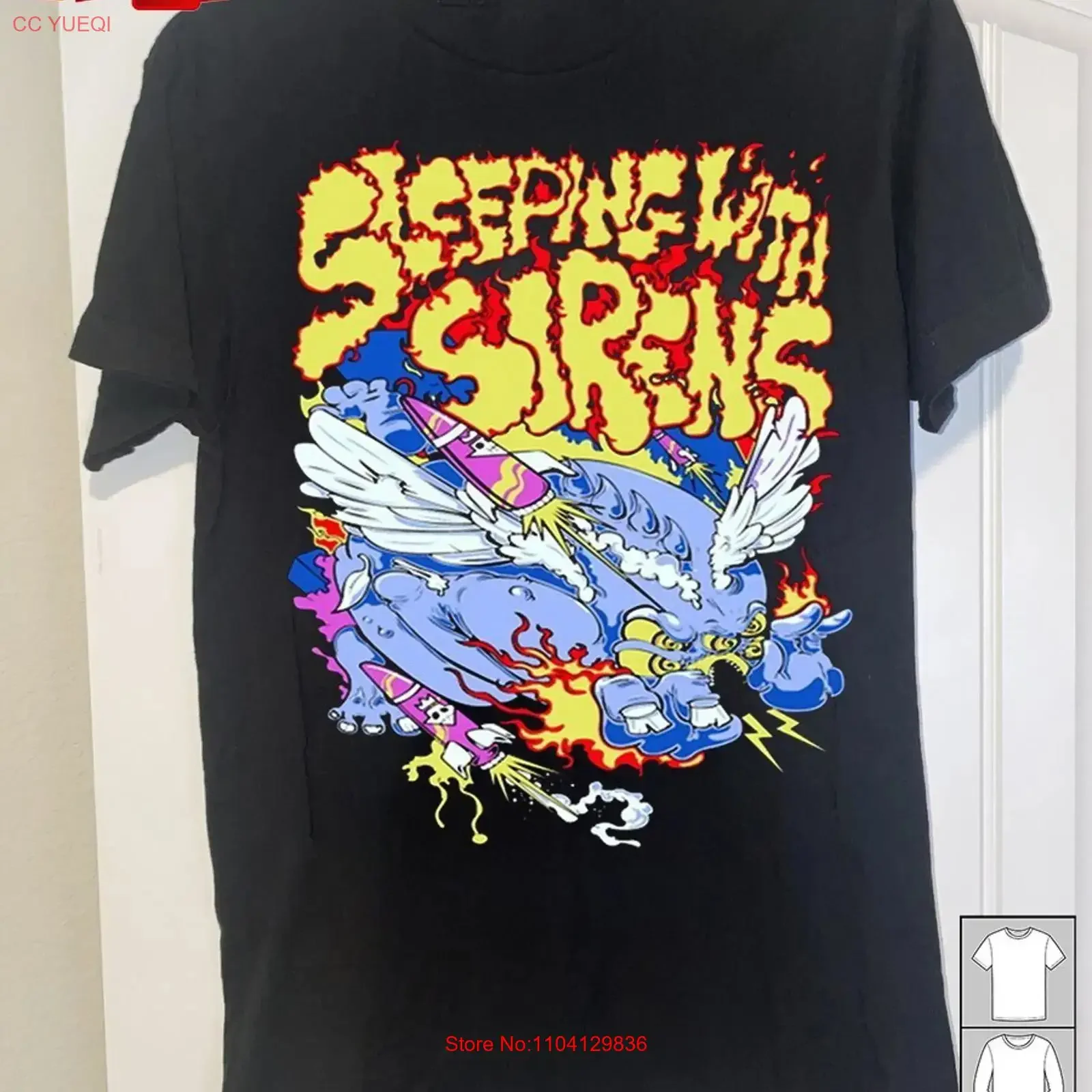 Hot sleeping with sirens For Fans Black All Size T Shirt NH291 vintage Washed streetwear Casual graphic Stretched homme fashion