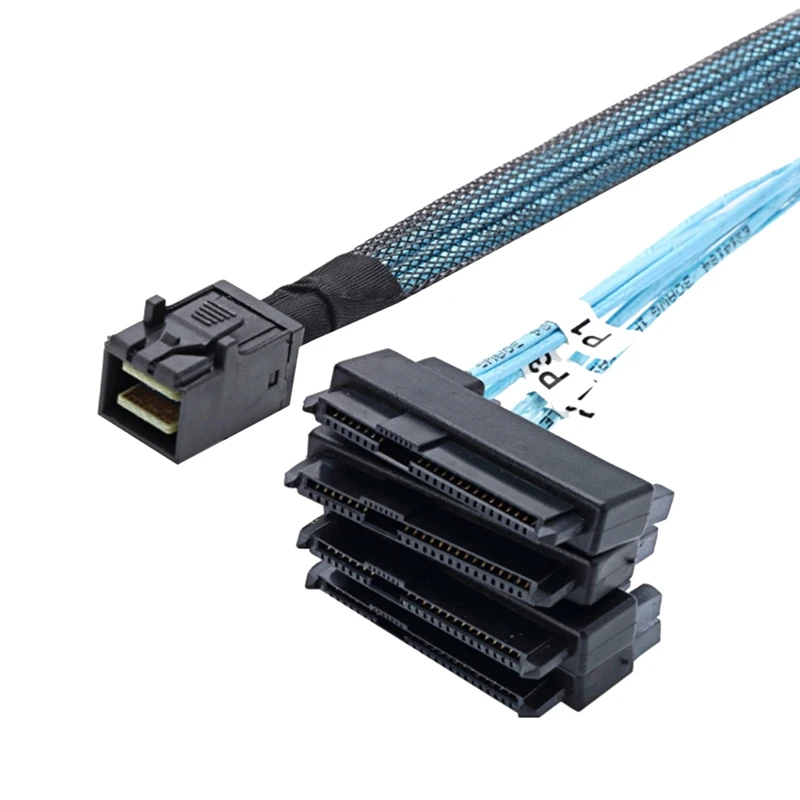 Mini SAS HD 12G SFF8643 to 4 SAS 29 Pin SFF8482 Cable Connectors with 15 Pin SATA Power Connector Controller