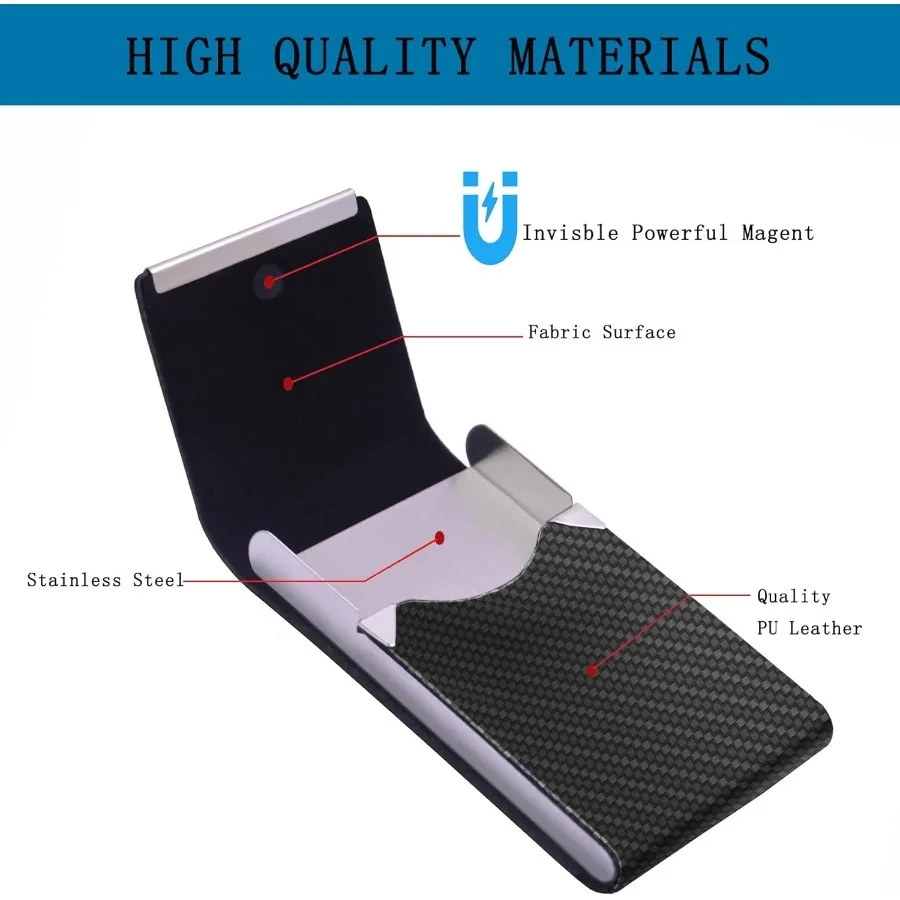 حامل بطاقات العمل مع حافظة بطاقات ذات تصميم نحيف للغاية مع وعاء بدلة من جلد البولي يوريثان الفاخر وحامل بطاقات معدني للنساء والرجال Pr #3