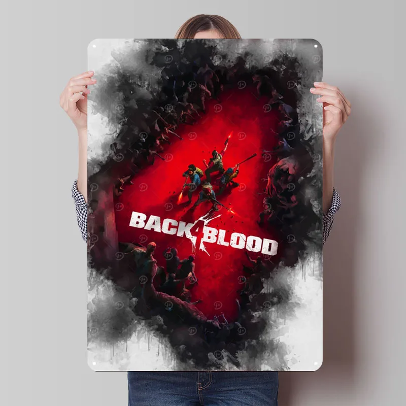 عودة 4 علامة الدم لعبة فيديو ملصق ديكور المنزل غرفة المعيشة مخصص معدن القصدير علامات لجدار الفن الديكور خمر ديكور بار