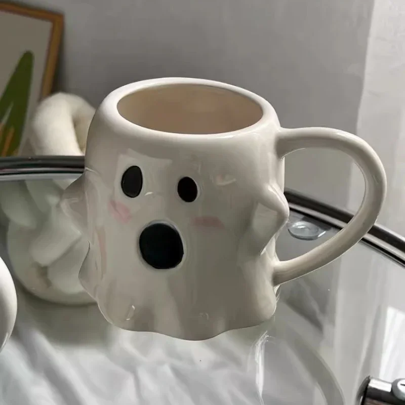 Красное лицо милая форма призрака Хэллоуин Смешная кружка Большая емкость керамическая чашка устойчивость к высоким температурам