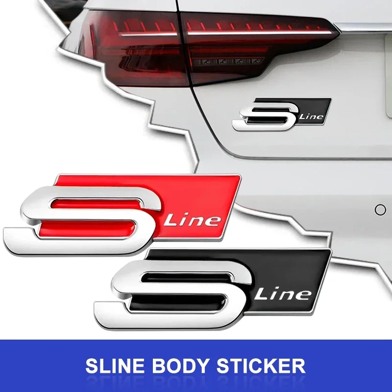 1 Peça Emblema Metálico S Line para Carro, Adesivo 3D para Carroceria Audi B6 B7 B8 A5 A6 C5 C6 C7 A7 A8 Q3 Q5 Q7 TT 8V R8 8L RS5 RS6