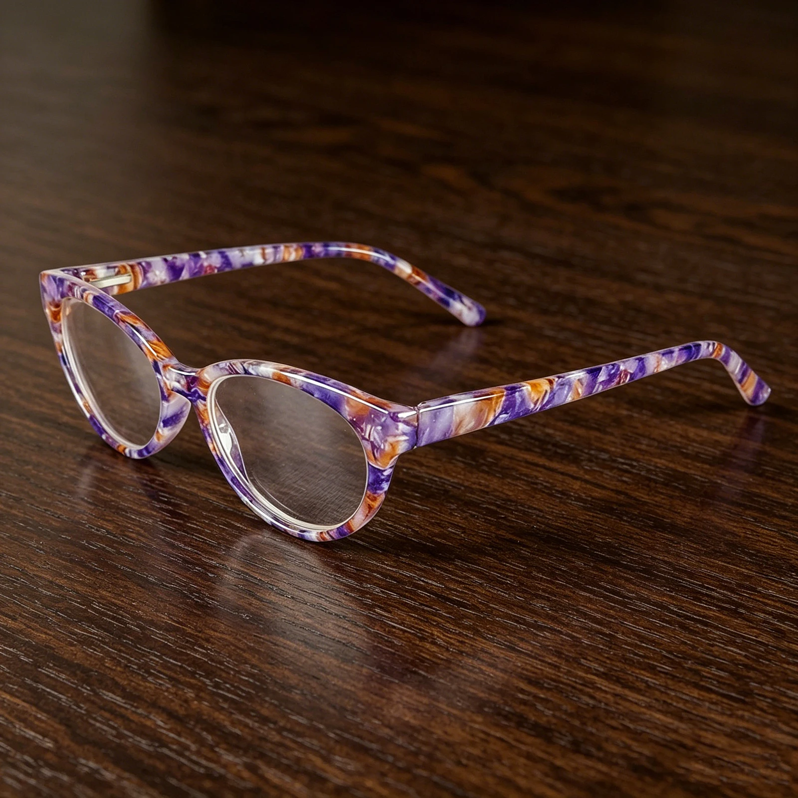 Vintage Lady Cateye Reading glasses Purple Floral Spring Frames Women Blue light Blocking +150 Reader
