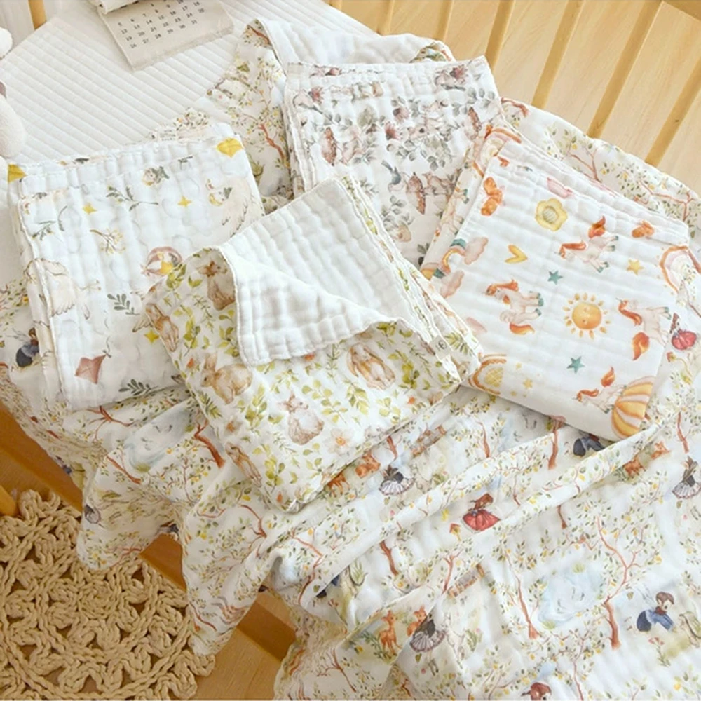 

Хлопковое детское банное полотенце, 6-слойное муслиновое одеяло с пузырьковой марлей, пеленка для младенцев, детское постельное белье, одеяла для колясок для новорожденных, детские товары