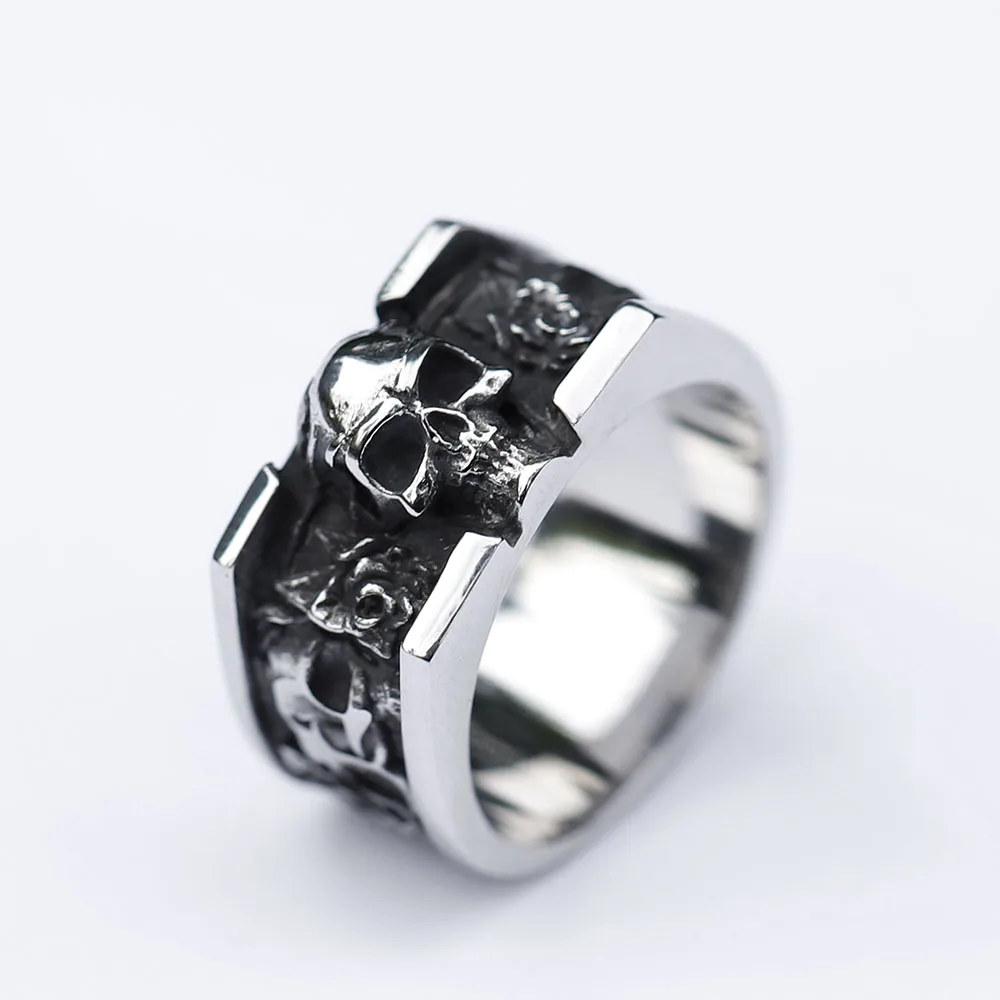 NEUE Herrenringe aus 316L-Edelstahl, Vintage-Schädelringe für Teenager, Punk-Modeschmuck, Geschenk, kostenloser Versand