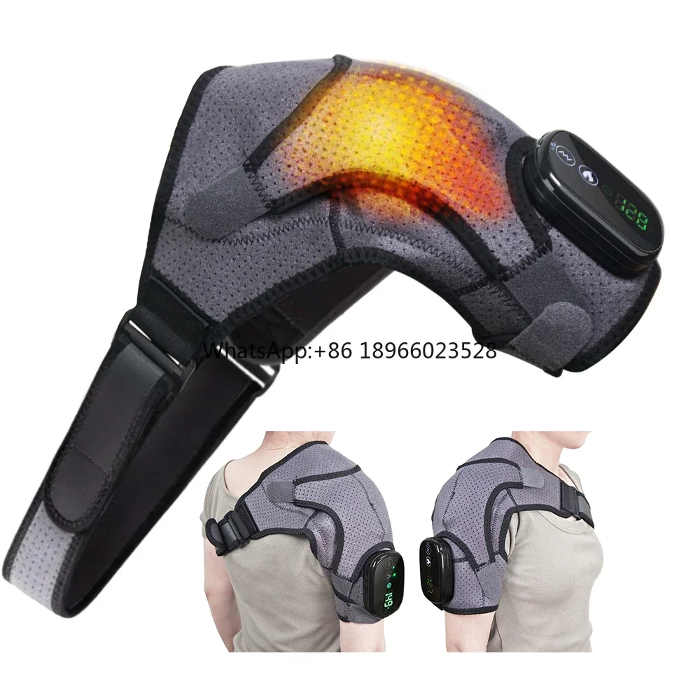 Cordless Shoulder Heating Pad Massage Wrap Electric Vibration Shoulder Massager with 3 Massage Modes and 3 Heating Level