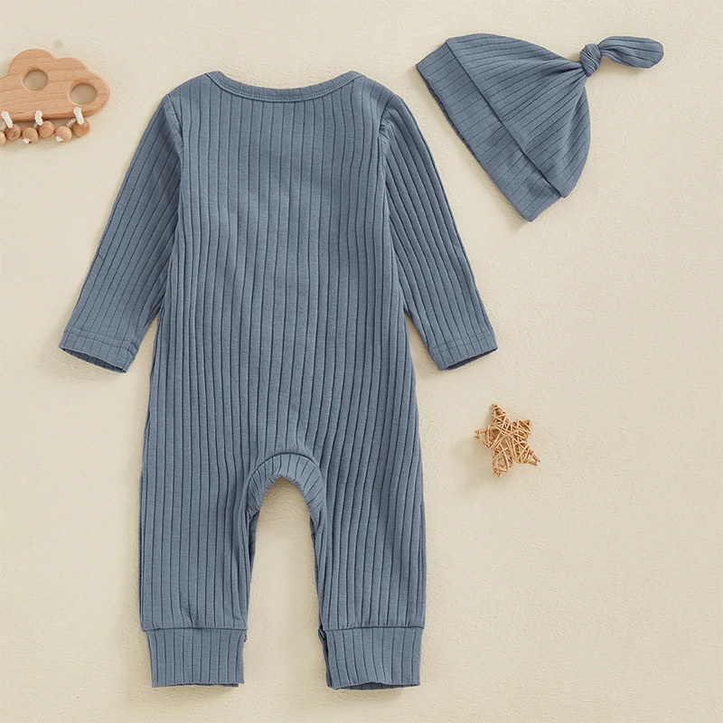 طقم بذلة للأولاد الصغار، رومبير بأكمام طويلة ورقبة دائرية مطرزة مع قبعة