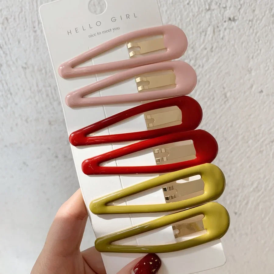 8ซม.ขนาดใหญ่สี Candy ชายและหญิง BB Hairpin วัสดุเรซิ่น Drop-Shaped อุปกรณ์เสริมผมคลิปประณีตหก-ชิ้นชุด