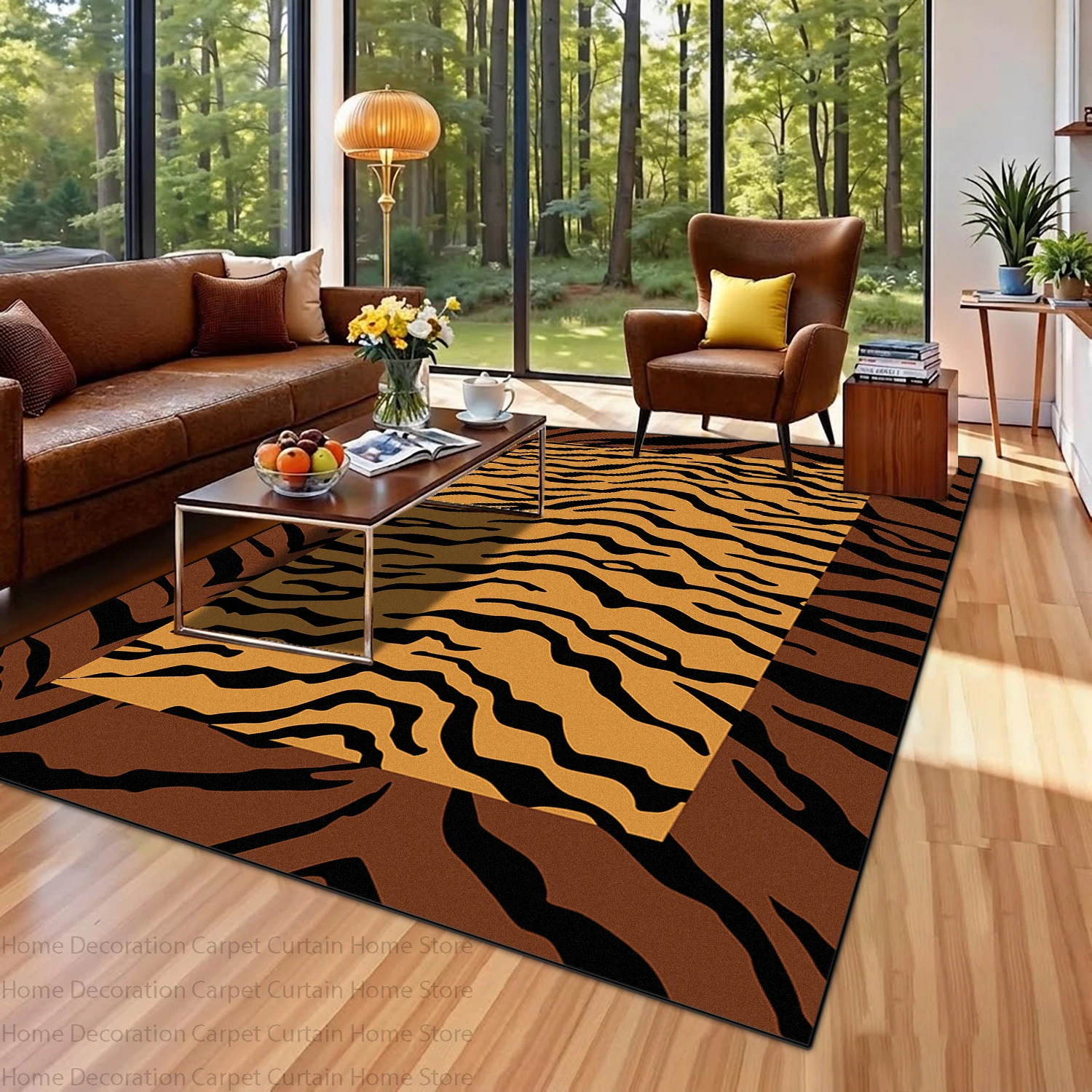 Retro Tiger Animal Print Carpet Soft Fluffy Home Decor Large Area Rugs Washable Non-Slip Living Room Bedroom Lounge Floor Mats