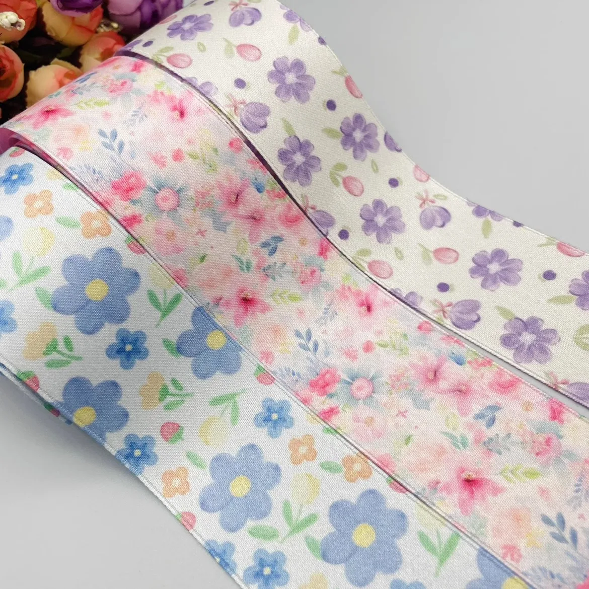 40mm AB face flower 5Yards ribbon DIY handmade material Headwear for hair bows clothing shoesaccessories 24062801