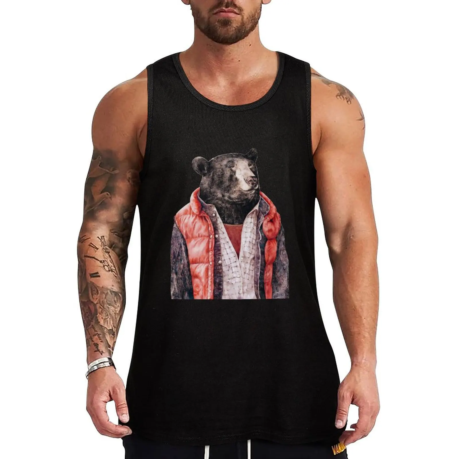 

Black Bear Tank Top Man summer clothes gym t shirt men sports clothes for men