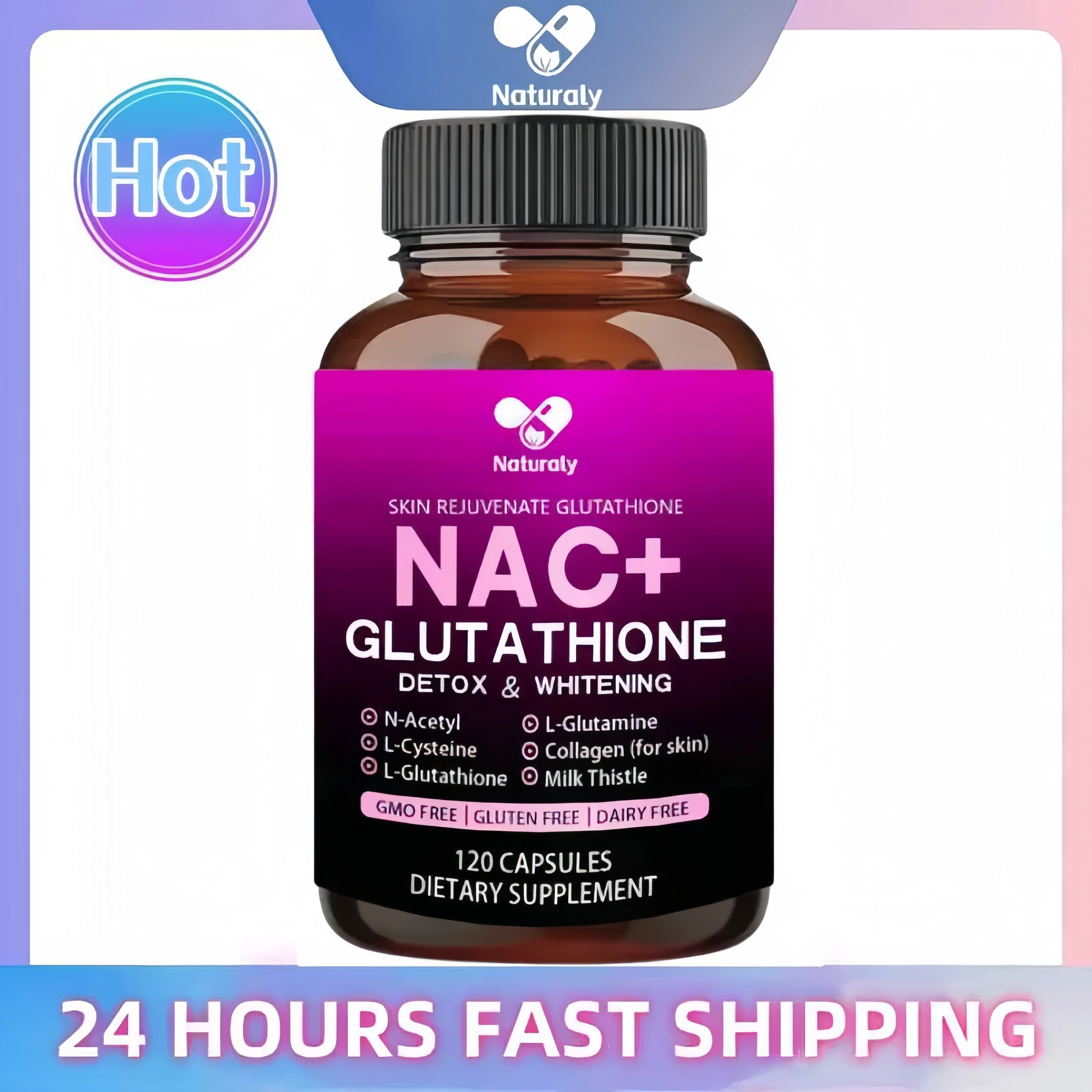 NAC+Glutathione Capsules – Detoxification, Whitening, Immunity, Cell Growth and Repair, Antioxidant Supplement