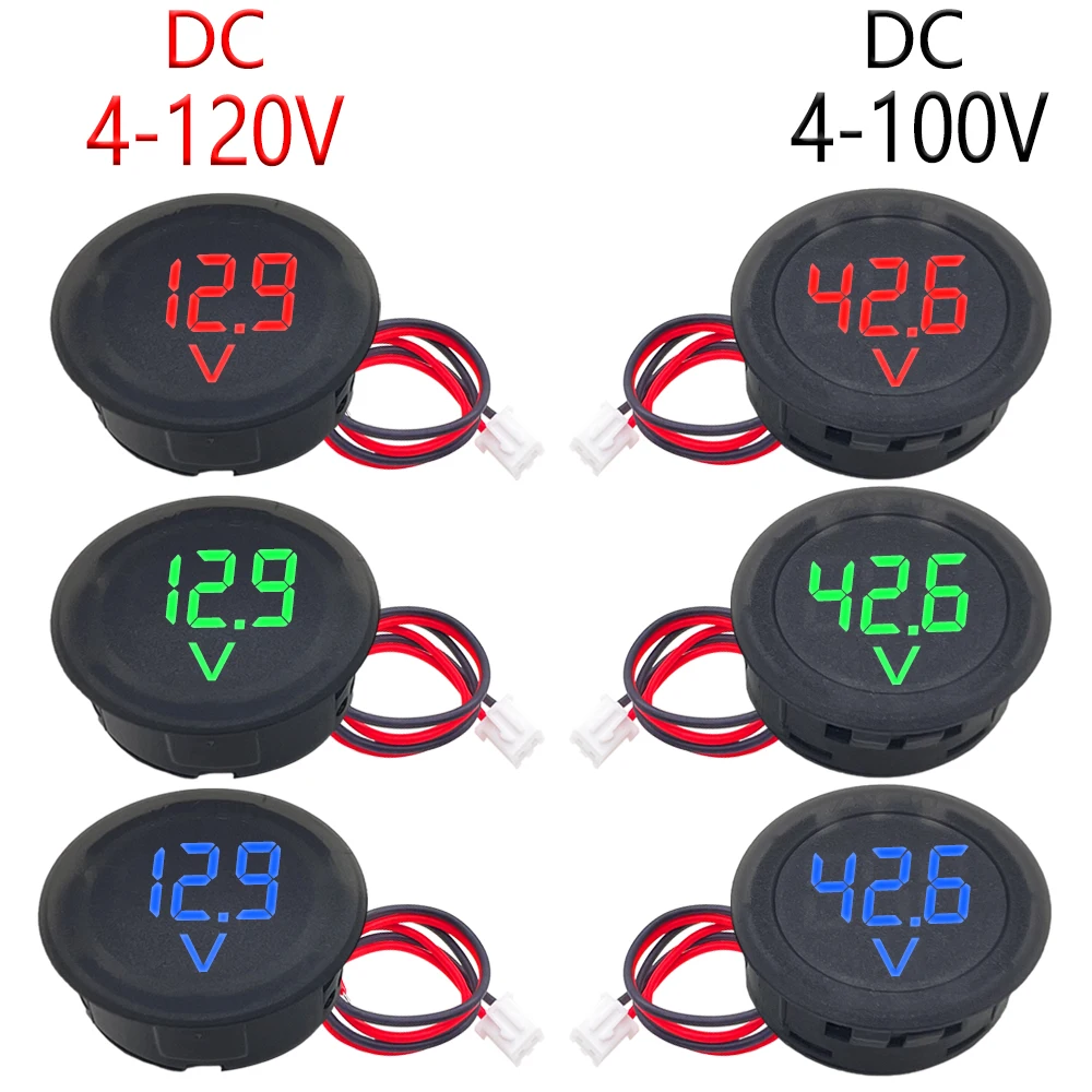 DC 4-100V LED Digital Display Circular Two-wire Voltmeter DC Digital Voltmeter Head Display Reverse Connection Protection