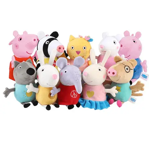 16–19 cm echtes Peppa Pig Bundle Tasche 8 Freunde Papa Mammy Peppa George Plüsch Bahs Stoffpuppen Pyjamas Peppa Kinder Geschenk