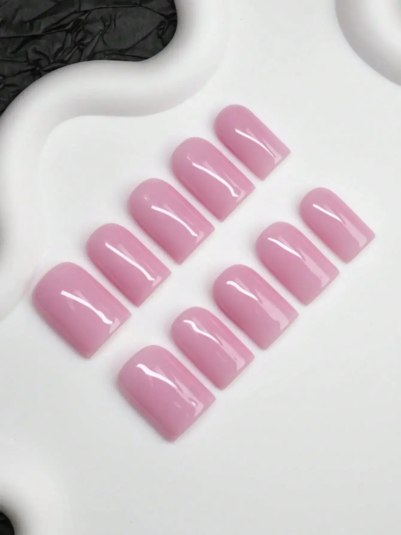 10pcs/Set Handmade Square Y2K Nail Tips, Pastel Purple Solid Color Design, Suitable For Women And Girls, Glitter Nails For Party